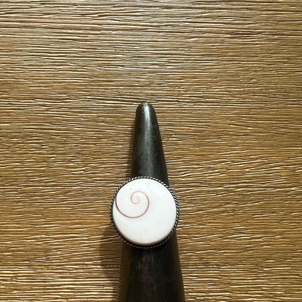 Natural shiva eye shell ring in sterling silver ADJ size
